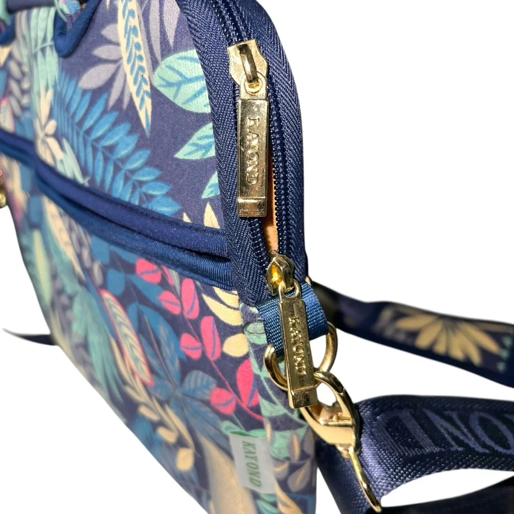 Kayond Tablet Small Laptop Case Colorful Leaf Print Blue Shoulder Strap 13 Inch